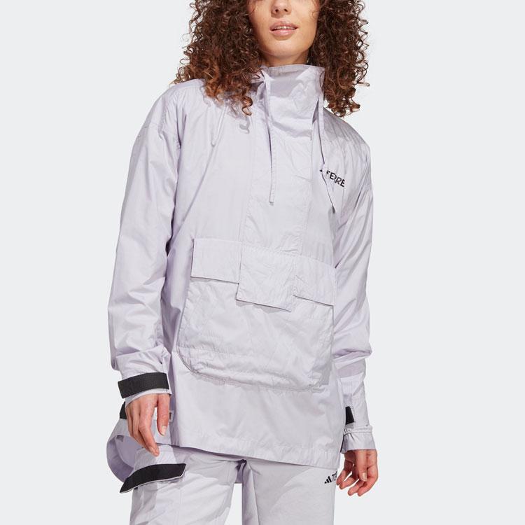 Adidas Made To Be Remade Wind Anorak Logo Outdoor Sports Hooded Jacket Women Jacket Light-Purple HN2954