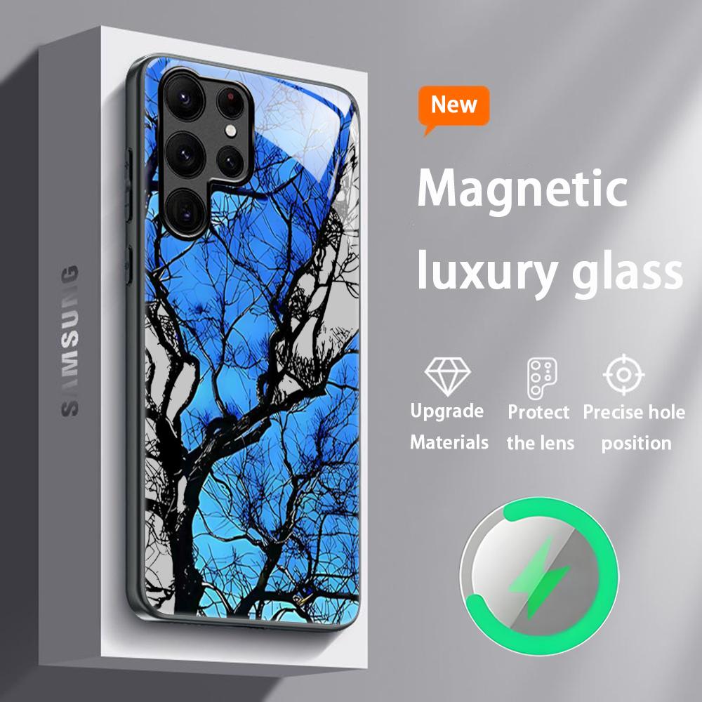 Tree design Beautiful Hot Phone Case For Samsung S26 S25 S24 S23 S22 S21 S20 Plus Ultra Glass Magnetic Case