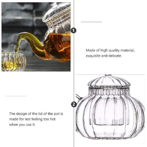 DOITOOL Glass Teapot with Infuser, Stovetop Safe Tea Kettle, Blooming and Loose Leaf Tea Maker