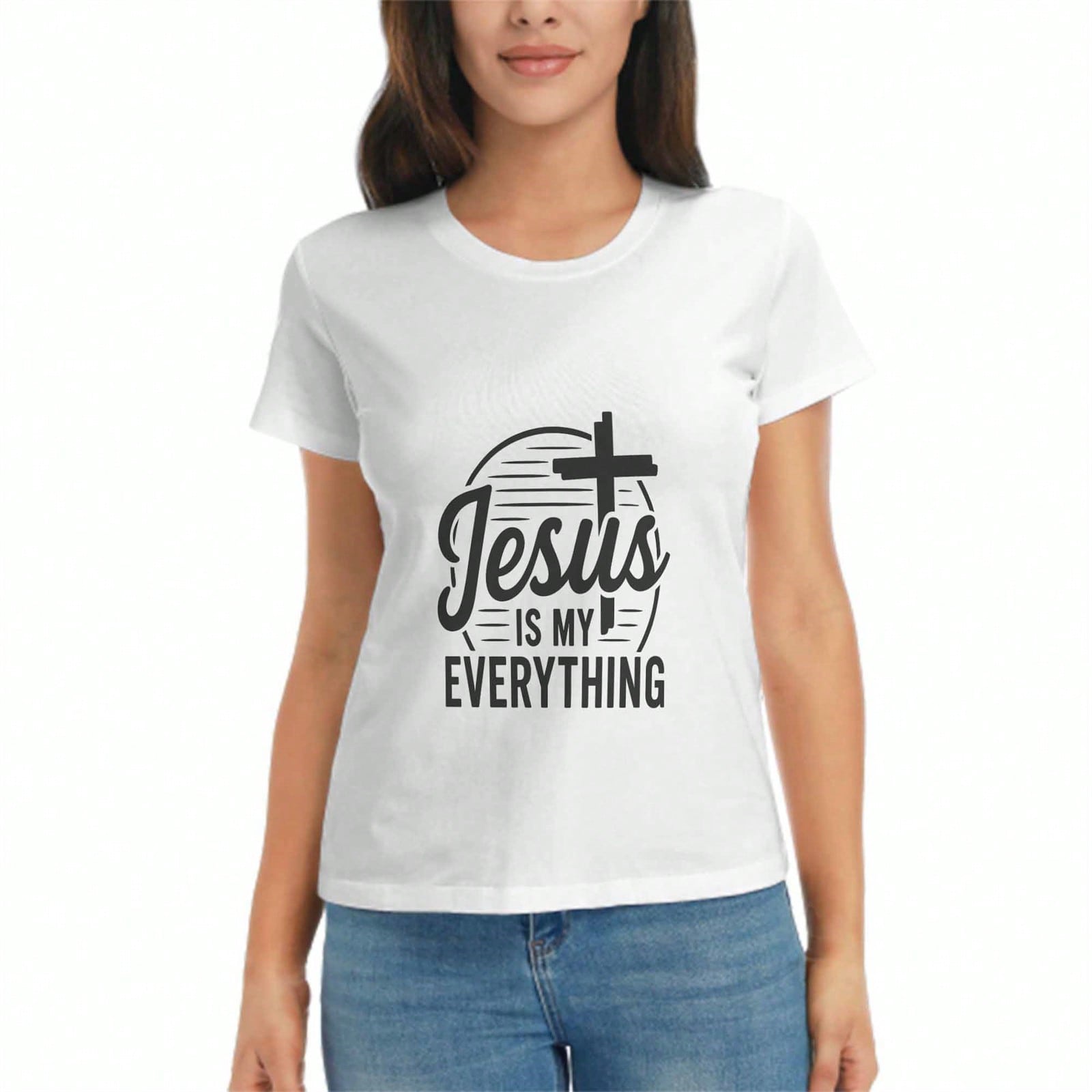 Jesus Hope Ladies Cotton T Shirt, Pure Cotton Premium Print, Durable, Leisure And Fashionable. Jesus My Light,My Truth,My Peace,My Redeemer Graphic D S разноцветный