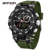 SANDA 6296 Three Pin Men's Electronic Watch Fashionable Men's Electronic Watch Sports Multifunctional Waterproof Large Dial