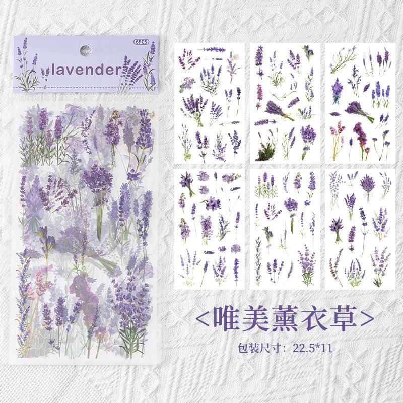 Floral PET Stickers Ins Aesthetic for Journaling Decoden DIY Scrapbook Girl Craft Supplies