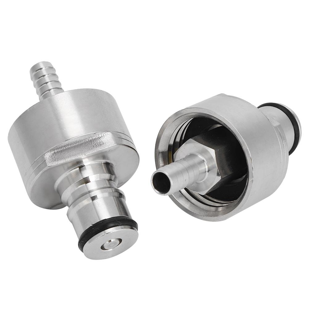 2 Peças Tampa de Carbonatação de Aço Inoxidável com Espigão de 5/16 pol. Tipo Ball Lock Encaixe Garrafas PET de Refrigerante