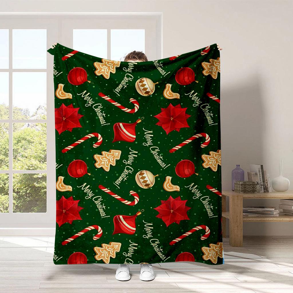 Christmas Cartoon Series Printed Blanket for Sofa Travel Camping Living Room Office Conditioning Blanket for All Seasons Gifts