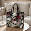 Gothic Skull Rose Pattern Tote Bag Fashion Casual Shopping Bag Cool Daily Handbag
