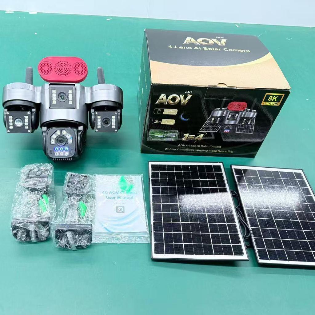Hi Easy AOV European 4G Solar Camera with 4 Lenses & High-Definition Night Vision