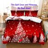 Julesengesett Polyester Dynetrekk Dynepute Putetrekk 3D Rød Dobbel Full King Queen Twin Enkel 2/3 stk Soverom