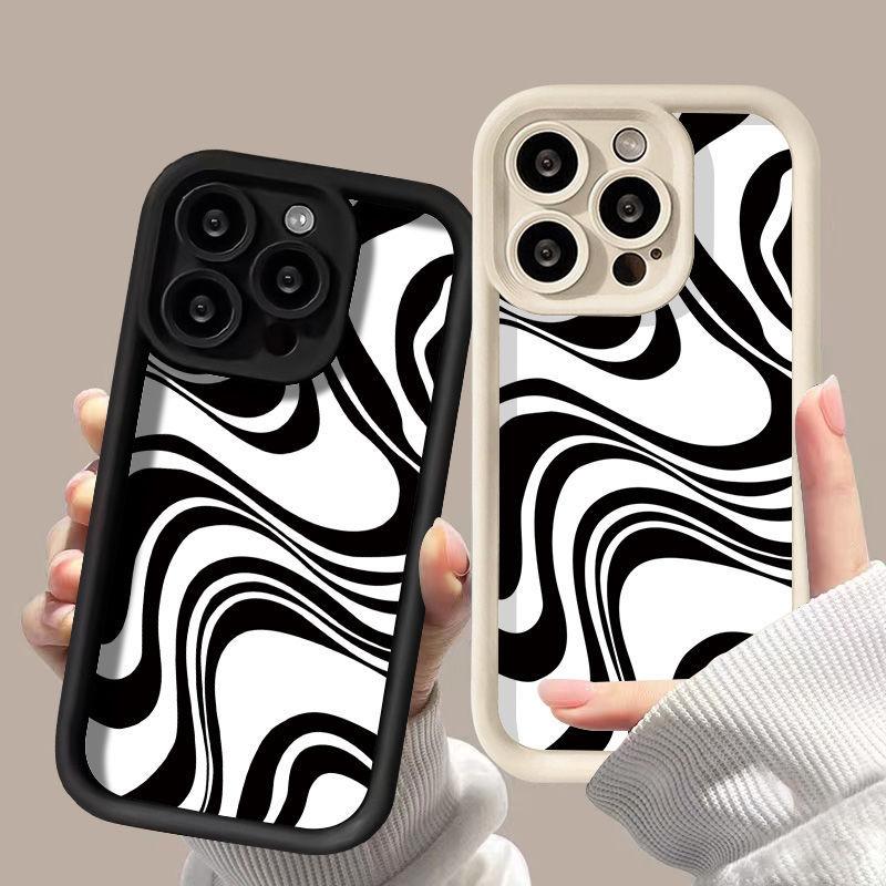 Black and white zebra pattern for iPhone17PorMax phone case 17 Apple 16 matte 14/15 premium ins wind
