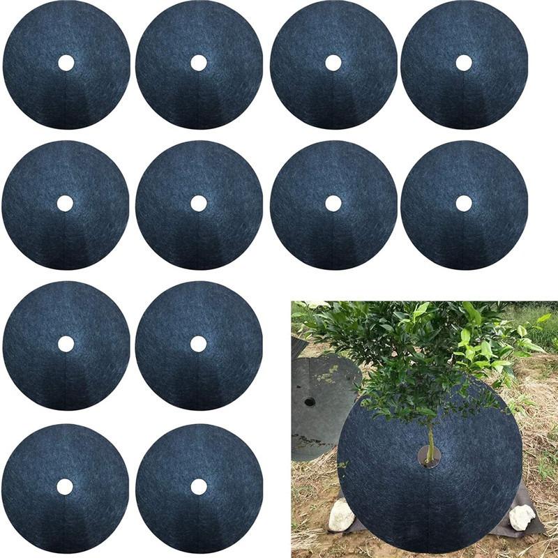 Non-Woven Tree Mulch Ring Weeding Barrier, Protector Mat, Plant Cover, Anti Grass, Gardening Fabric Weed Control, 15cm-52cm
