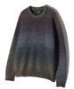 NODU Npn Gradient Boucle Two-Tone Striped Round Neck Long Sleeve Knit [Navy]