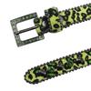Leopard Gothic Waist Belts With Shine Rhinestone Punk Waistband Leather Belt  for Women Girls