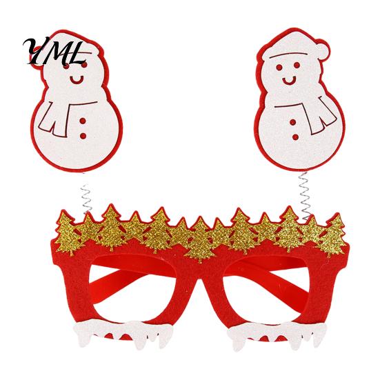 Christmas Party Costume Decorations Glasses Photo Booth Props, Felt Reindeer Santa Snowman Eyeglasses for Holiday Funny Elk Snowflakes Spectacles
