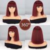 MISS WIG Natural Wine Red Synthetic Fiber Wigs Short Straight Wig with Bangs  Wig Cosplay Daily Use Hair for Wome