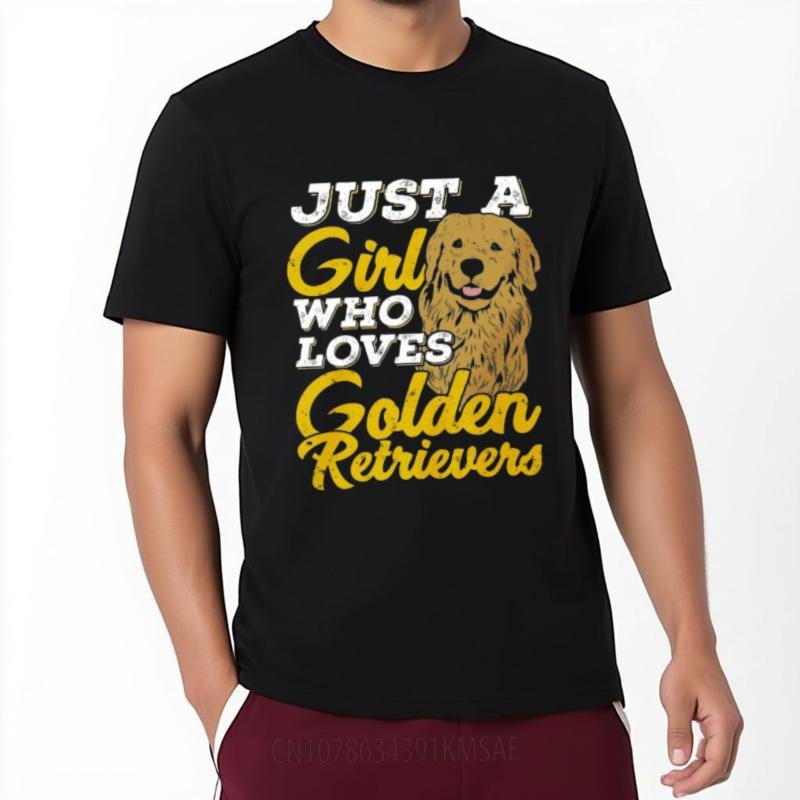 Relaxed Fit For Her Round Neck T Shirt Vintage Just A Girl Who Loves Golden Retrievers Retro Unisex Tee Shirt Comfort Tshirt