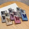 Shockproof Butterfly Stand Phone Case For Xiaomi Redmi Note 14 Pro Plus 14C 4G 5G 14T POCO X7 Pro Gradient Glitter Silicon Cover