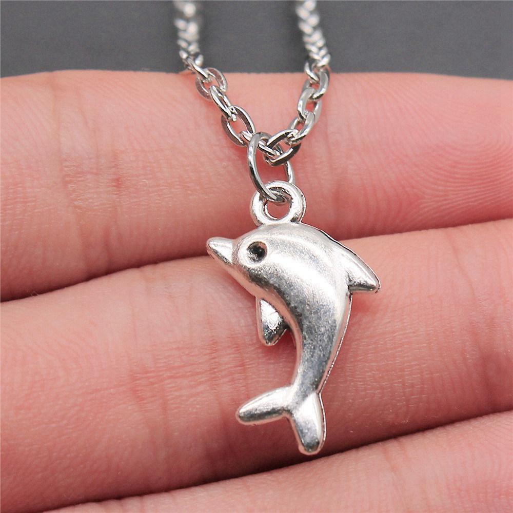 Mermaid Dolphin Ocean Life Pendant Antique Bronze Metal Men Collar Necklace Fashion Gift