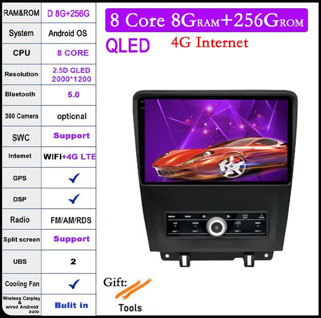 10.1 Inch Android 14 For Ford Mustang 2009 - 2014 Touch Screen Car Radio GPS Navigation Stereo Multimedia Player Video 4G+Wifi