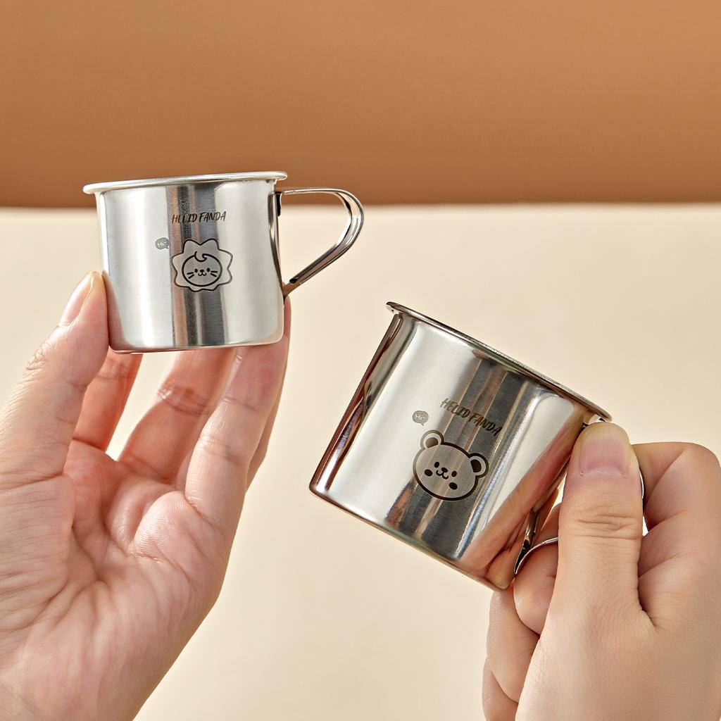 Mini Cute Children Mug With Handle Durable Anti Drop 304 Stainless Steel Milk Coffee Cup Anti Scalding Drinking Cup Drinkware