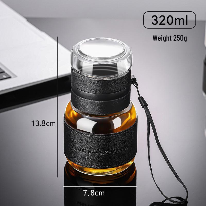 Mini Portable Tea Brewing Glass Cup - Anti-scalding, Outdoor Use 320ml