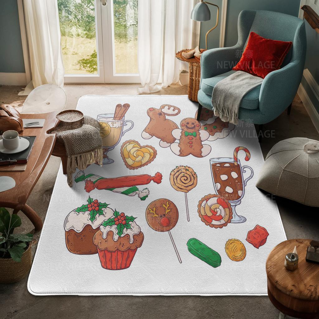 House Entrance Carpet Home Door Mat Living Room Bath Foot Bathroom Non-slip Water Absorption Rugs Bath Merry Christmas Winter