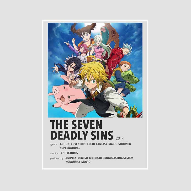 White Paper Anime Posters and Prints Vintage The Seven Deadly Sins Poster Art Painting Home Decor Pictures Bedroom Bar Dorm Decoration Mural