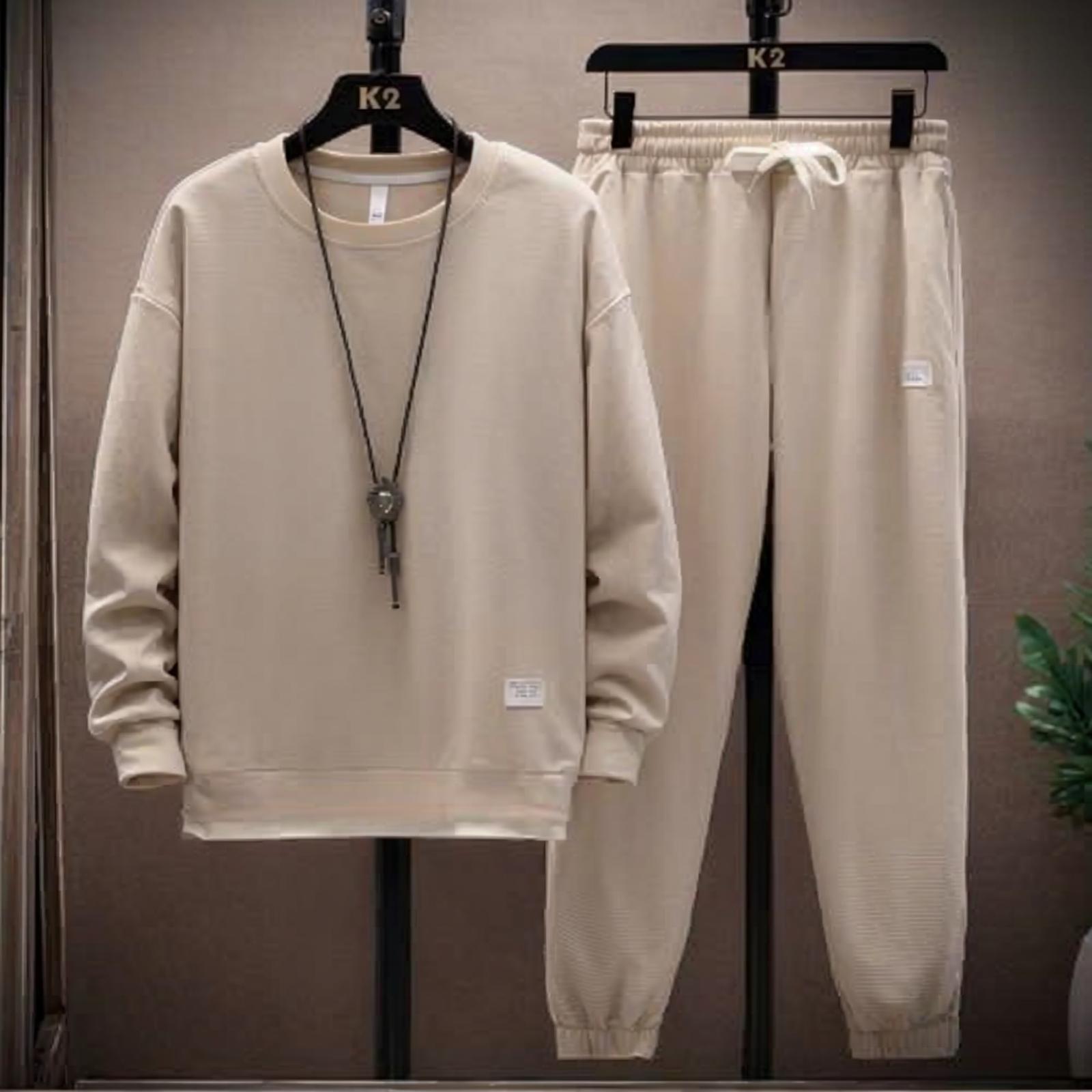 Women s Fashionable Long-sleeved Casual Two-piece Sweatshirt Set L