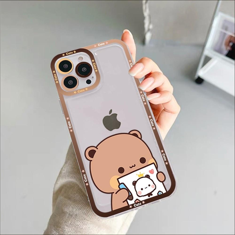 Bubududu Panda Phone Case For iPhone 11 12 13 14 Mini Pro Max XR X XS TPU Clear Case For 8 7 6 Plus SE 2020