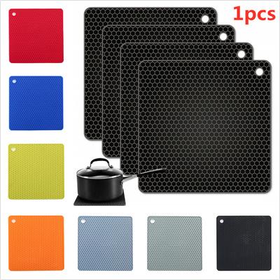 Tapis de Pot en Silicone Carré Nid d'Abeille Isolant Thermique Résistant aux Hautes Températures 7,2 x 7,2 x 0,2 pouces