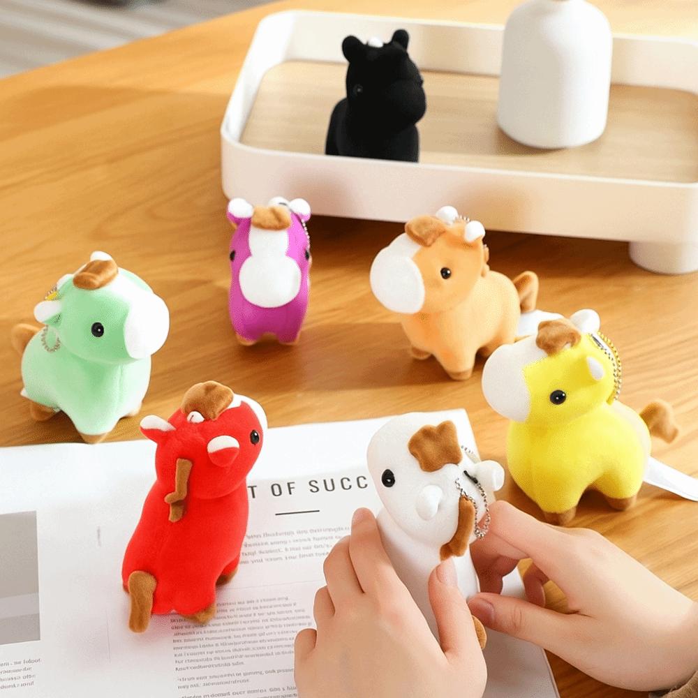 Creative Cartoon Pony Pendant Animal Steed Chinese New Year Gift Fluffy 11cm Zodiac Pony Figurine Home Decoration