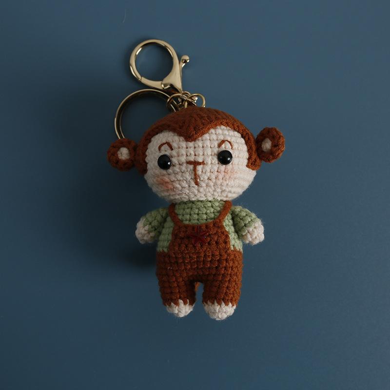 Funny Raccoon Doll Crochet Keychain Cute Knitted Animal Doll Series Keychains For Bag Pendant Cartoon Giraffe Cute Keyrings Gift