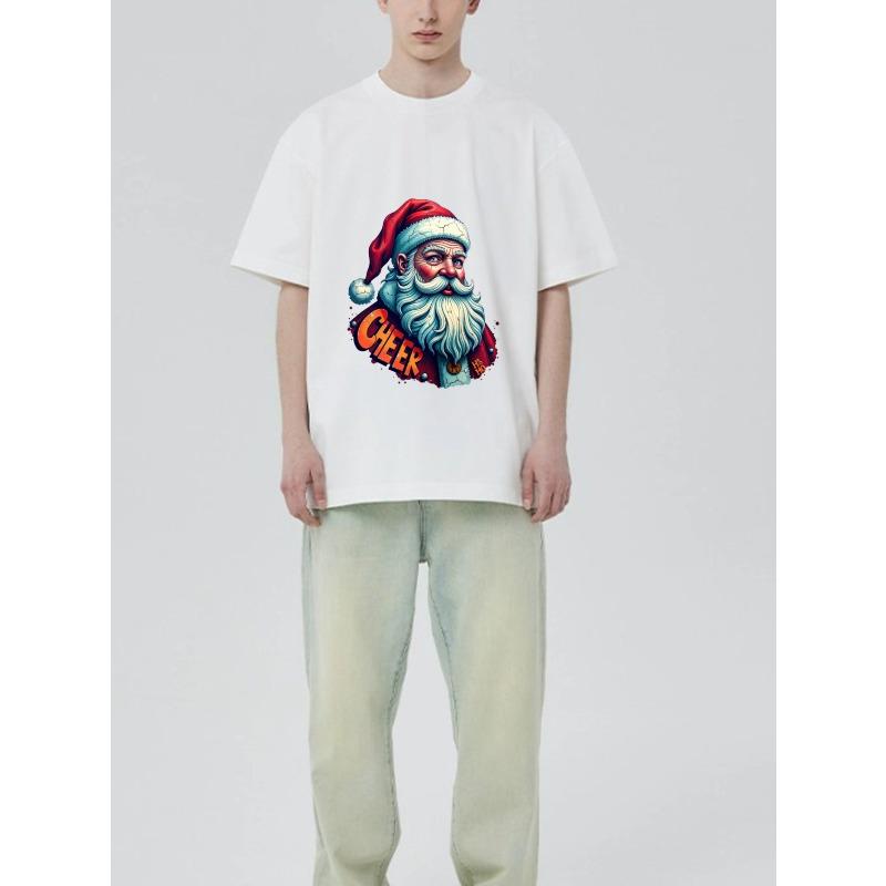 Christmas T Shirt Black Santa Claus Cheer Print Holiday Party Wear