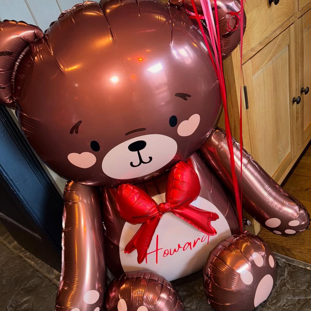 Bow Bear Aluminum Film Balloon Brown/Matte White Bear Balloon Birthday Wedding Shower Anniversary Decoration Birthday Gift
