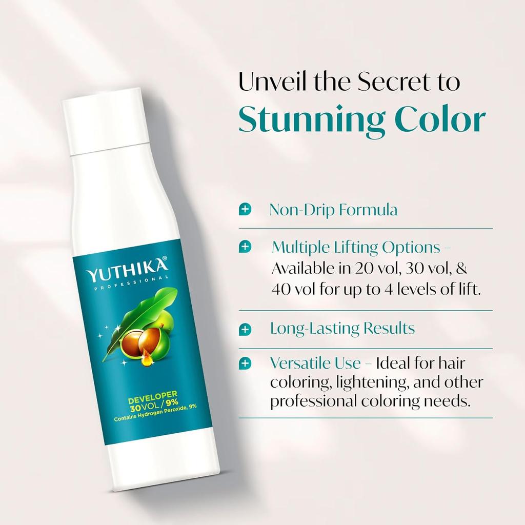 Yuthika Professional Hair Color Developer 20 Volume 6% 1L Smooth Even Salon Hair Application