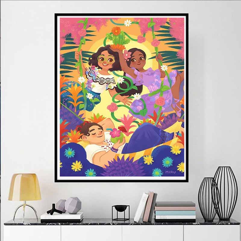 Disney 5D DIY Diamond PaintingA Magical House of Sisters Illustration Full-round Diamond Mosaic Cartoon Embroidery Art Painting for Home Decoration