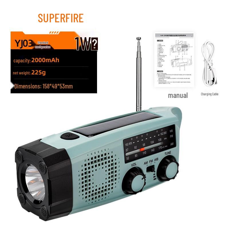 Multi-functional Hand-Crank Emergency Flashlight