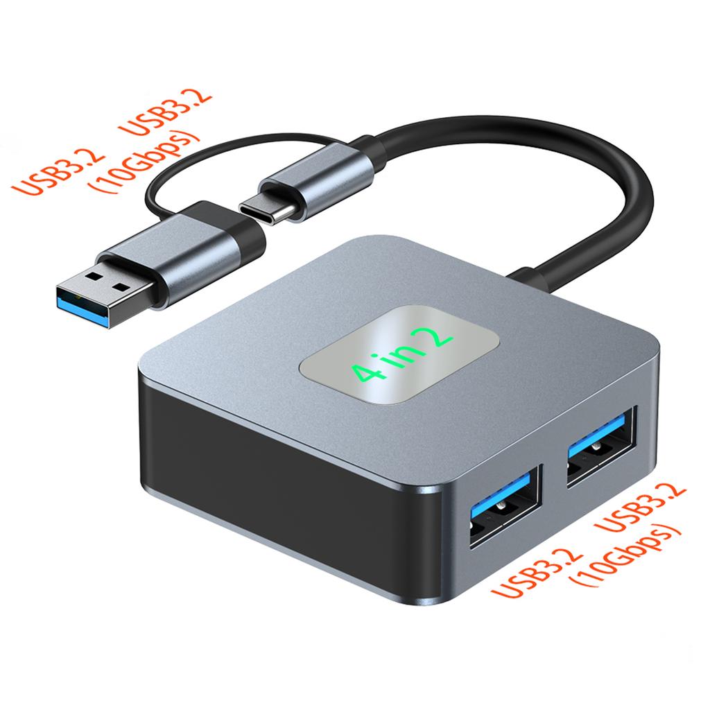 4 In 2 Type-C + USB To USB3.2*4 Interface Hub Adapter Dock for MacBook iPad Pro