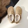 Women's Spring Fall Padded Warm Thick Bottom Boots Leather Fur Lined Big Head Casual Boken Shoes Fashion Comfortable Boots
