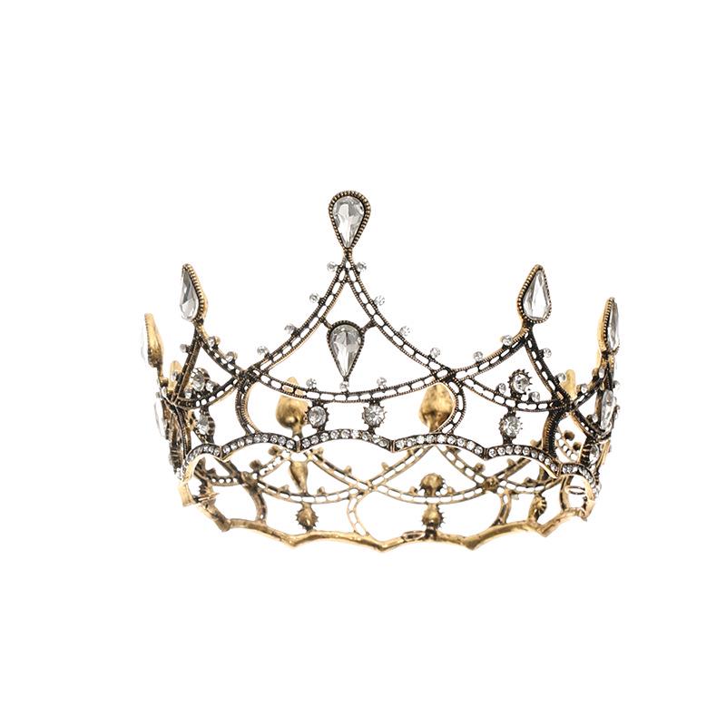 Tuanming Bridal Black Vintage Baroque Full Circle Crystal Tiara