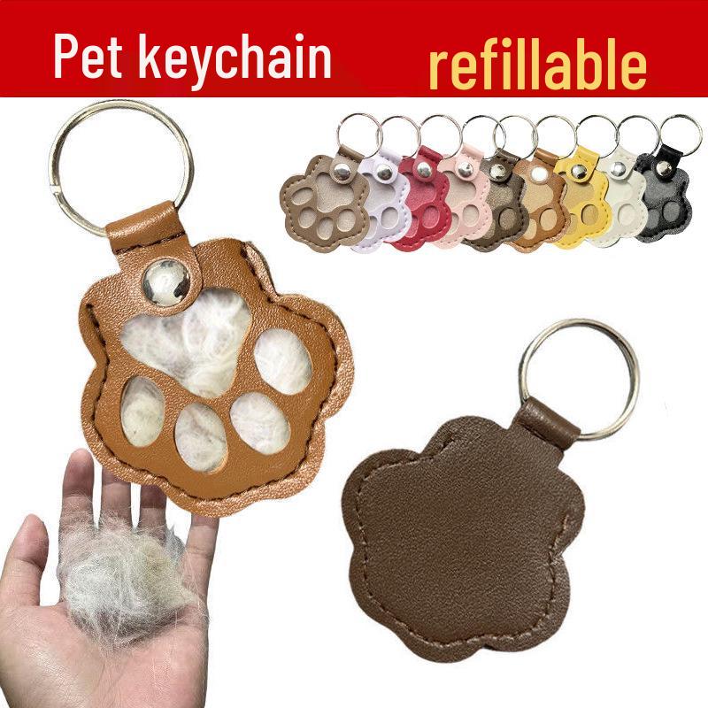 Exquisite Leather Pet Fur Keychain: Cute Cat & Dog Hair Bag Charm Ornament