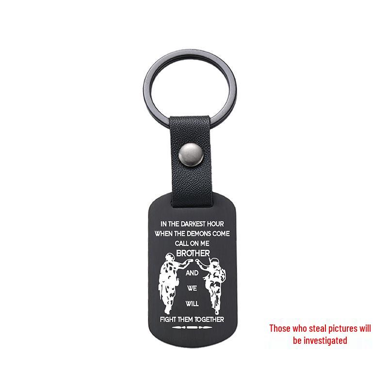 Gravierbarer Metall-Leder-Schlüsselanhänger - Inspirierendes Langlauf-Bergsteiger-Geschenk
