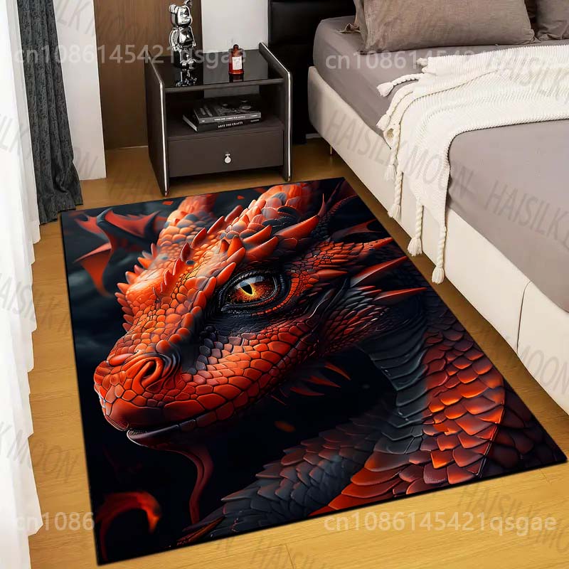 Multiple sizes Close-up of red dragon Print Carpet Rug for Living Room Bedroom Sofa Doormat Home Decor Non-slip Floor Mat