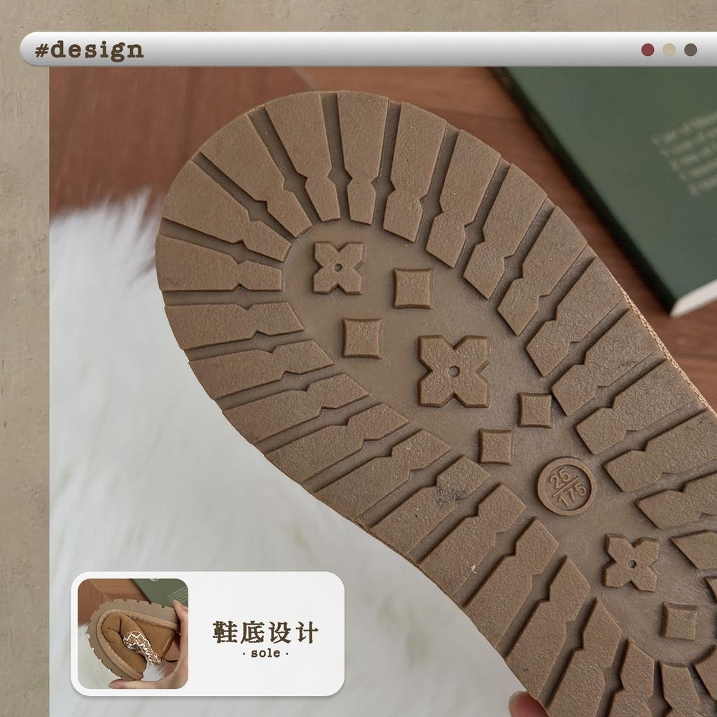 XSHX retro [ethnic style] children's leather snow boots winter thickened boys and girls one pedal 239111