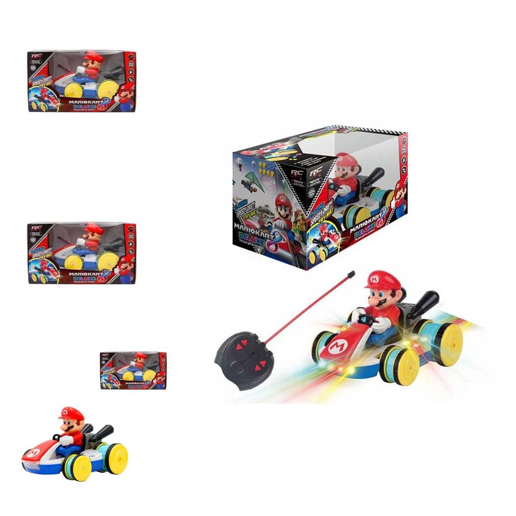 Mario Remote Control Car Cool Stunt Vehicle With Lights And Music Super Mario Kart Toy Plastic)