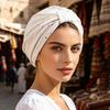 Turban Hat for Women, Sequined Crepe Fabric Headwrap, Ethnic Style Knotted Front Headwrap for All Face Shapes