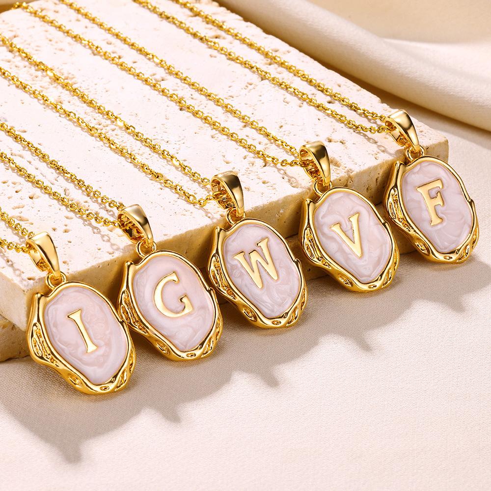 26 Letter Irregular Pendant Ladies 18K Gold-plated Letter Necklace Dating Birthday Gift