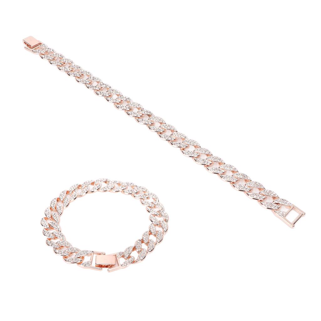 10 tommer cubansk lenke kjede mote langvarig fargebevaring murstein hip hop armbånd roségull