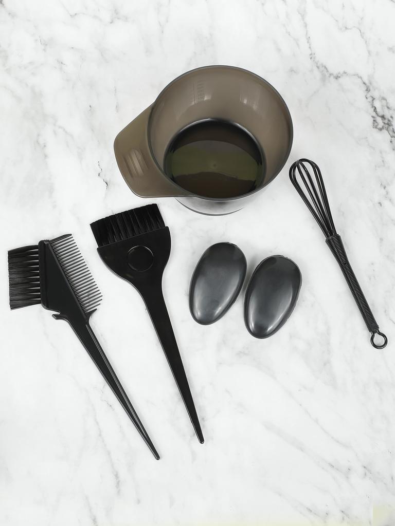 Black 6 pcs Hair Dye Mixing Bowls Hair Coloring Tool Set Safe Plastic Smooth for Home Salon