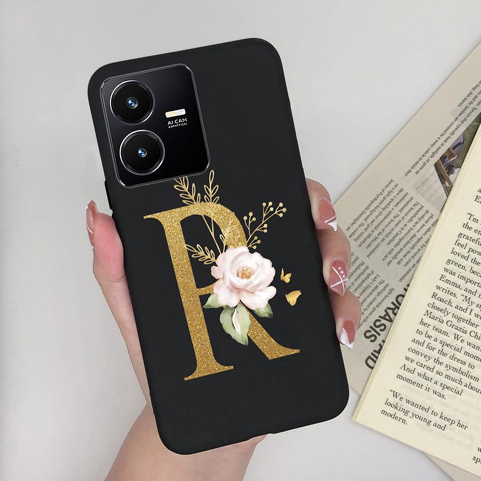 Flower Letters Case For Vivo Y22 2022 Y22S Matte Silicon Soft TPU Back Phone Cover For VivoY22 Y 22 22S Case Funda Bumper Shell