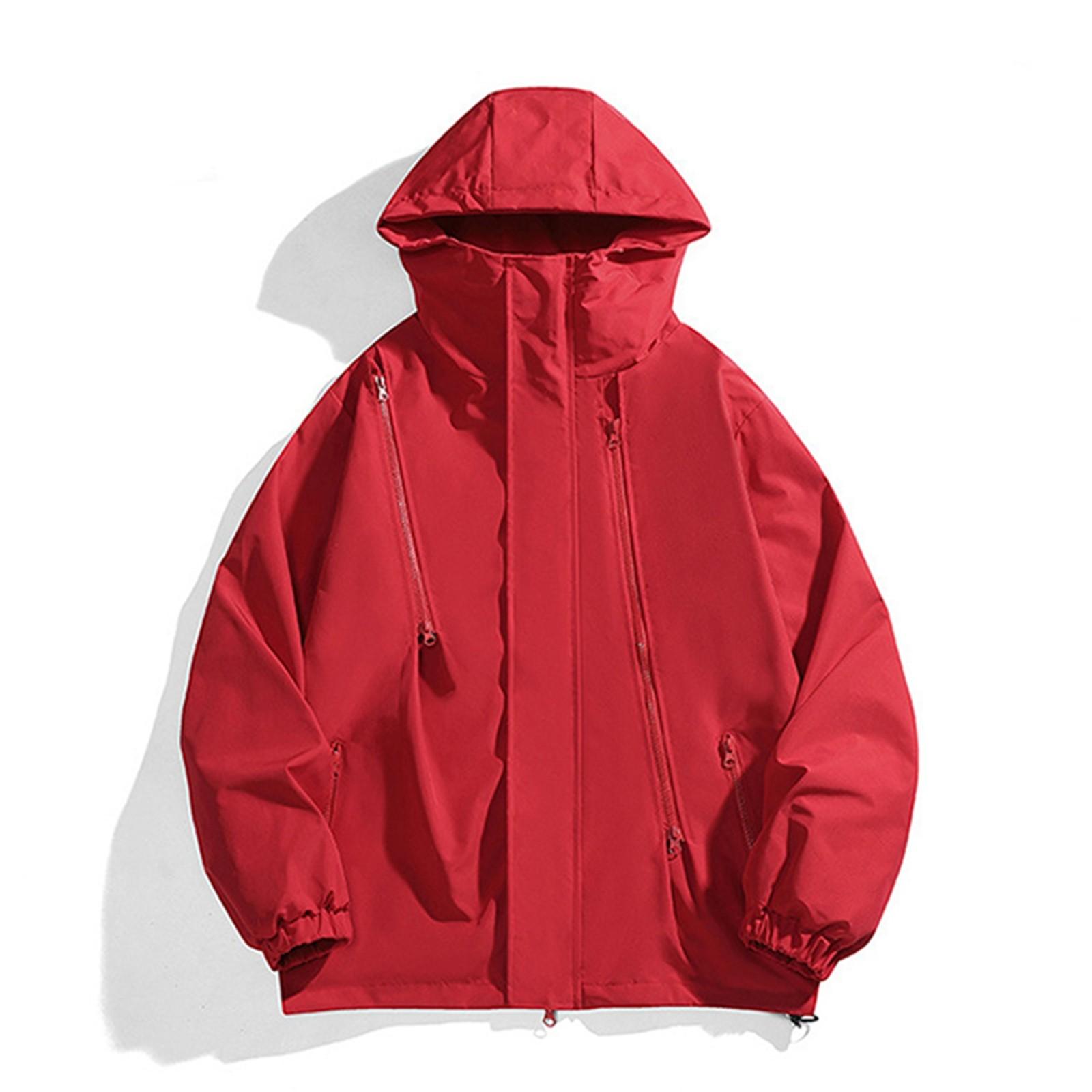 

Унисекс Осенняя повседневная спортивная однотонная ветрозащитная куртка на молнии Рабочая куртка XL красный