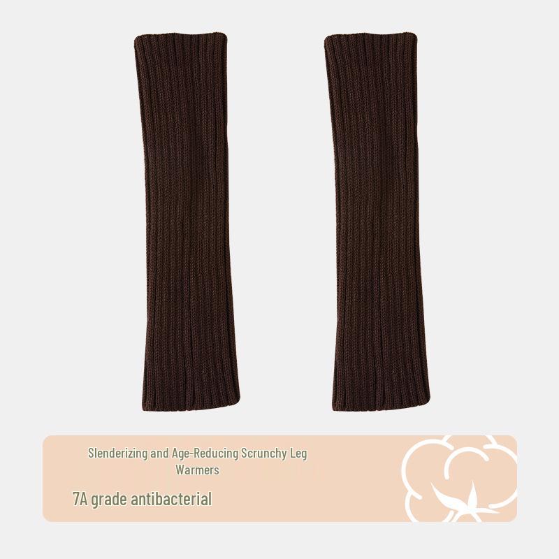 Gray Women's Slouchy Knit Leg Warmers, Spring & Autumn Style Long Socks, Y2K Calf Socks for Mary Jane Shoes.